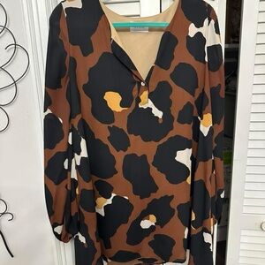 Adrienne Brown and Black Abstract Mini Dress